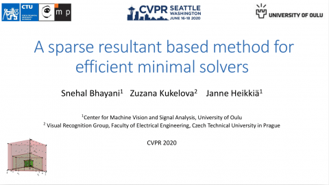 Towards entry "[Invited Talk] A Method for Efficient Minimal Solvers – Snehal Bhayani (CVPR 2020)"