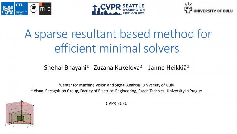 [Invited Talk] A Method for Efficient Minimal Solvers – Snehal Bhayani (CVPR 2020)