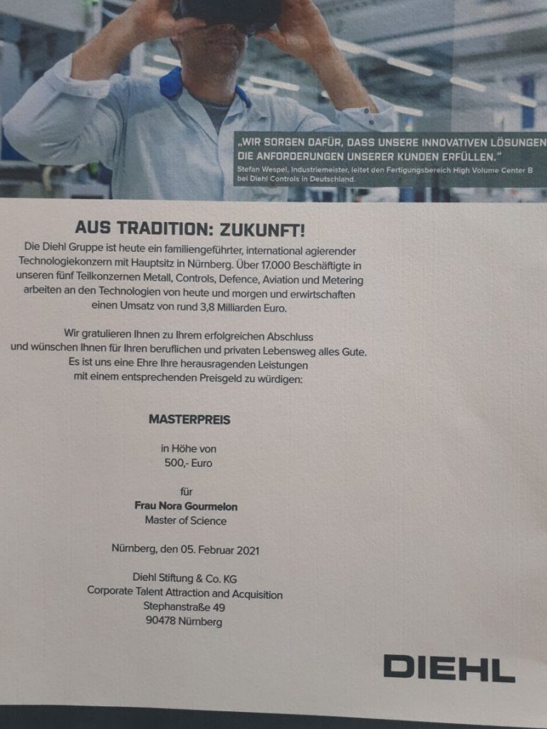 Prize for outstanding Master’s Thesis